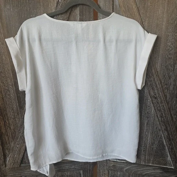 Christopher & Banks Shirt Women's Size Small White Floral Butterfly Lightweight - Picture 6 of 6